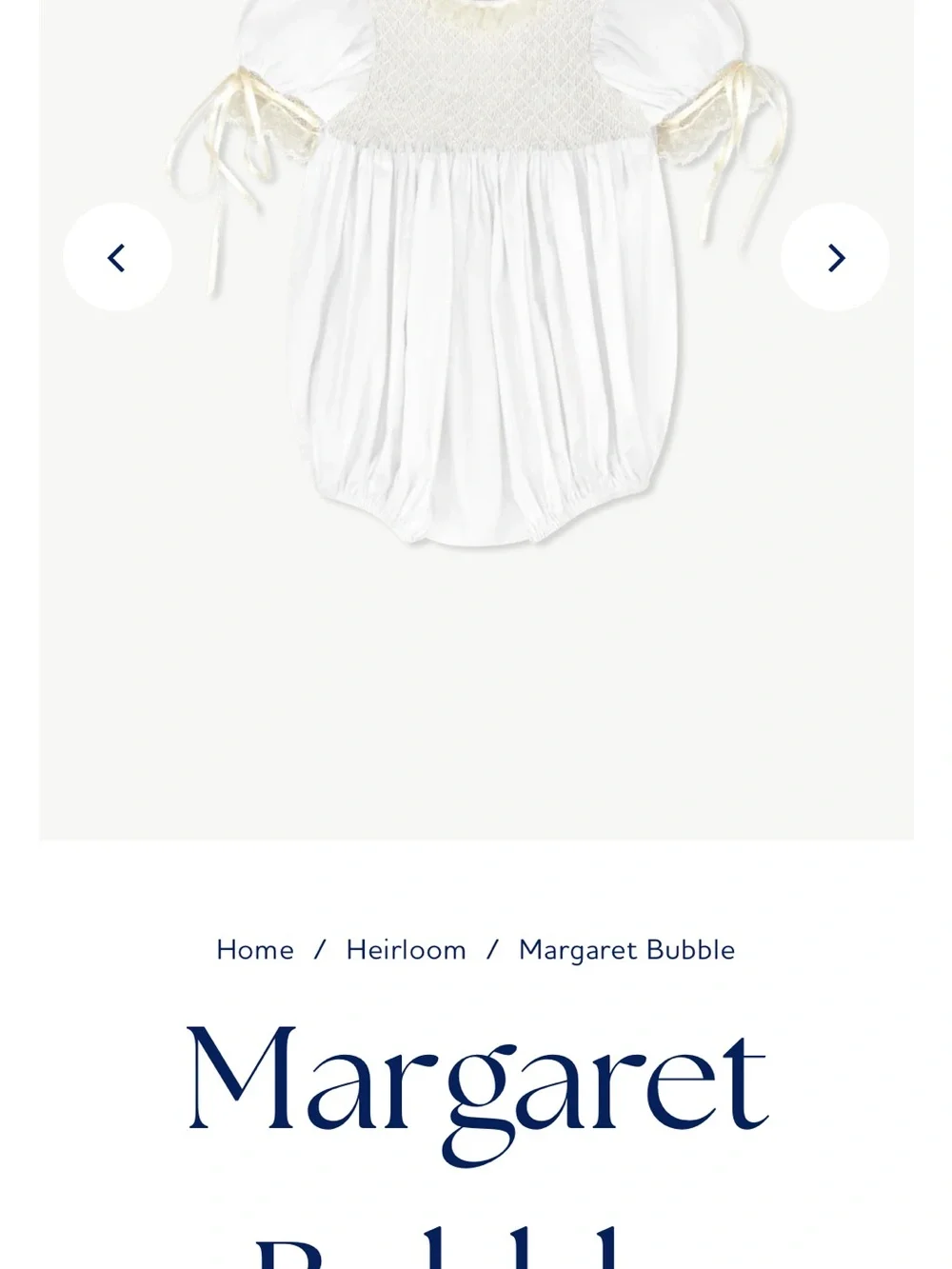 Lullaby Set White Smocked Baby Romper with Cream Lace